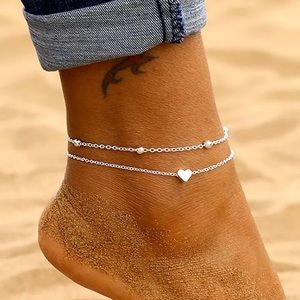 🎉 New Double Layer Heart Adjustable Ankle Bracelet